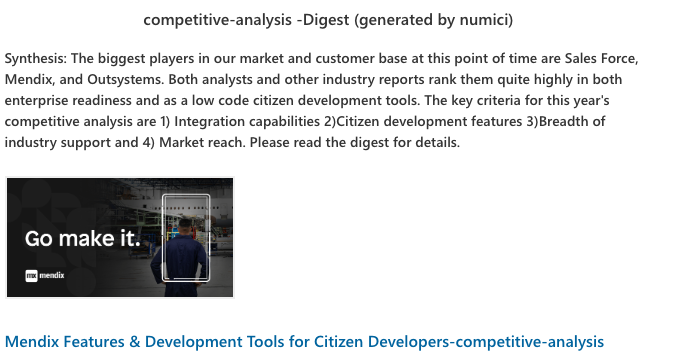 Competitive Analysis - Digest with publish options